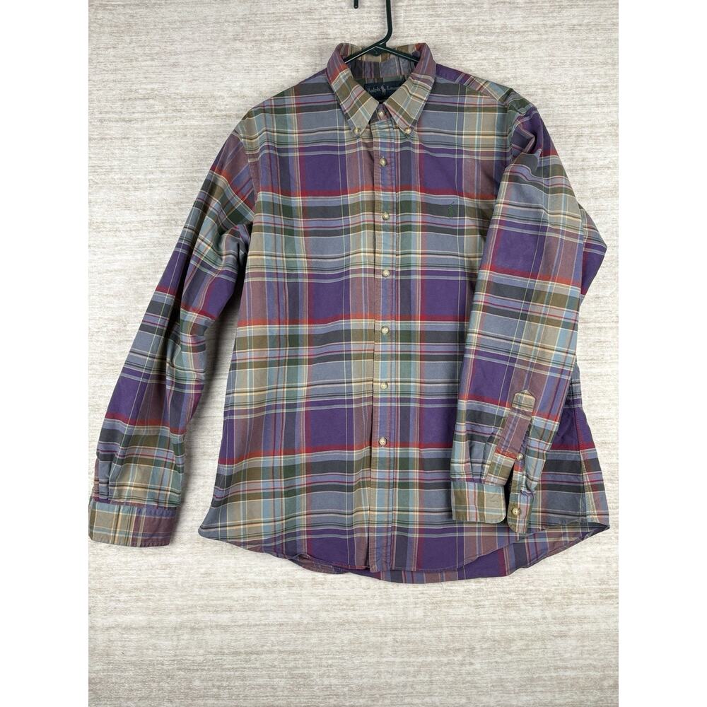 Polo Ralph Lauren Plaid Button Down Shirt Cotton Long Sleeve Men's XL Custom Fit